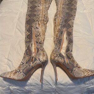 Snake Skin Over the Thigh High Boots